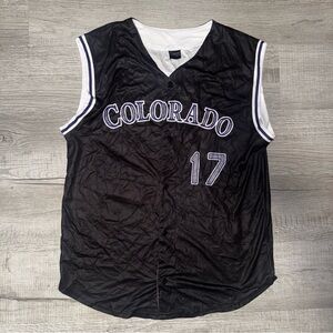 Colorado Rockies Men's Black Button Up Promo Todd Helton #17 Jersey Size XL?